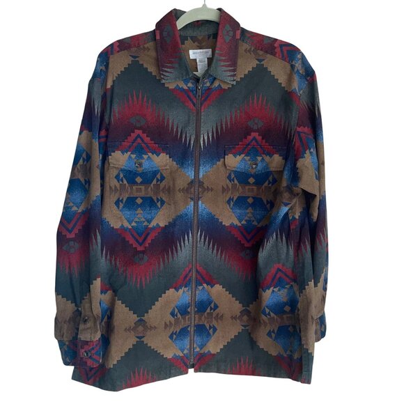 Jones New York Womens Jacket Size Large Multicolor Sport Western Aztec Shacket - Picture 11 of 12